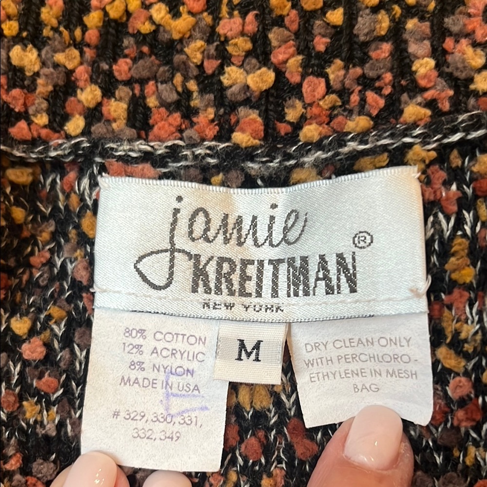 Jamie Kreitman New York Boucle Knit Cardigan Sweater Medium USA Tweed Fall - Picture 5 of 13
